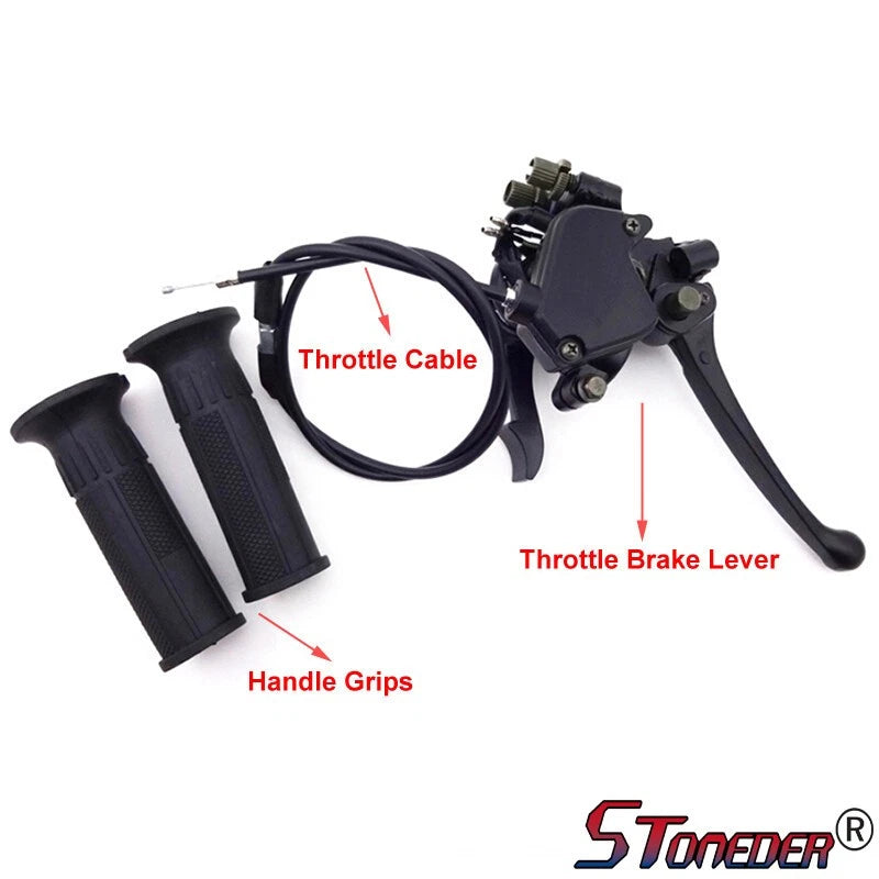 STONEDER Thumb Throttle Cable Brake Lever Hand Grips Set for 50cc -125cc ATV