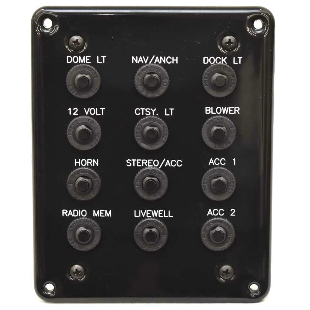 Godfrey Pontoon Boat Breaker Panel 8431A - 12-Switch Push Button