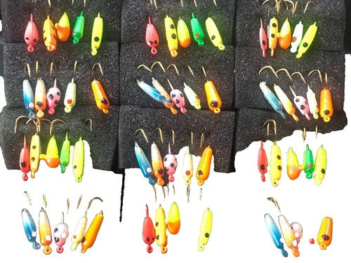 25pcs Small Ice Fishing Lure Hooks Metal Grub Worm Jigging Baits for Panfish