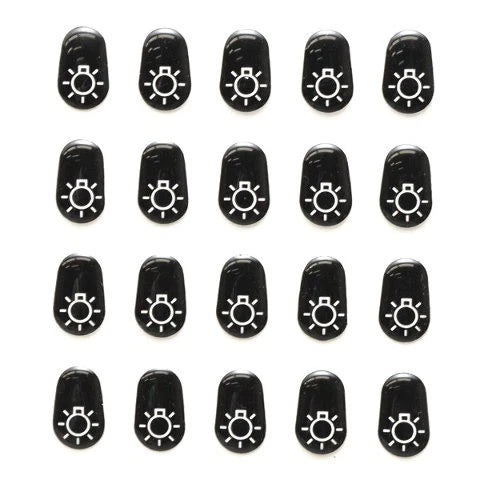 Boat Rotary Switch Decal Sticker - Dock Lights Black (set of 20)