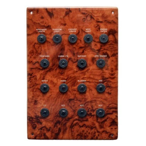 Rinker Boat Breaker Switch Panel - 300 Woodgrain 7 1/2 Inch Plastic