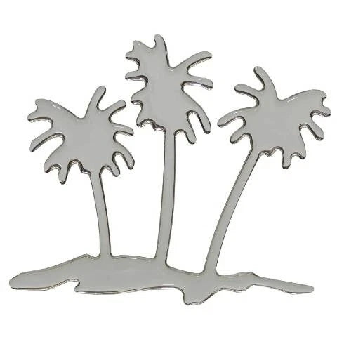 Palm Beach Pontoon Boat Raised Decal - Palm Tree Silver Sticker