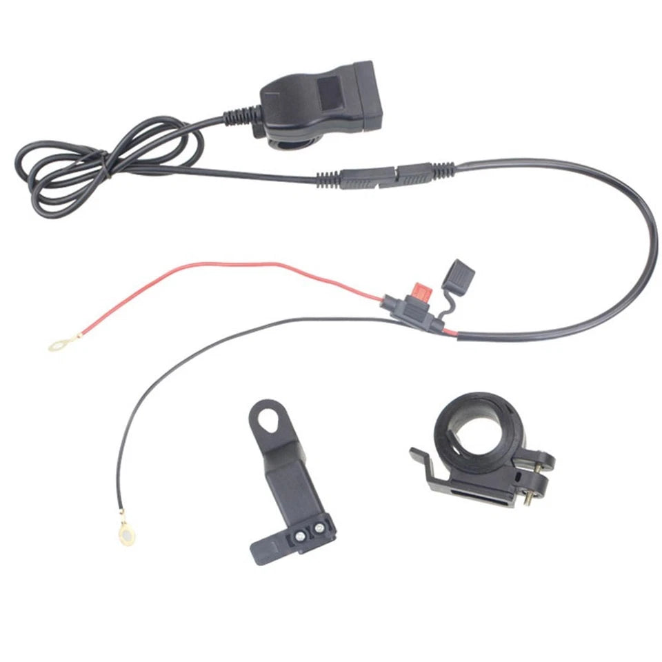 Dual for Port Motorcycle USB Charging Device Designed for 12 24 Volt