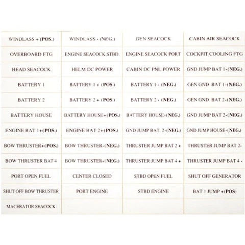 Larson Boat Breaker Panel Label Sheet - White Stickers (48 Pc)