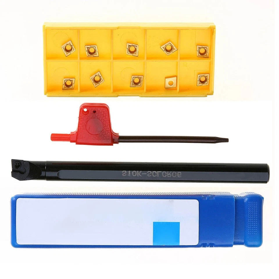 Lathe Bar Tool Holder S10KSCLCR06 with 10pcs Carbide Inserts CCMT060204HM