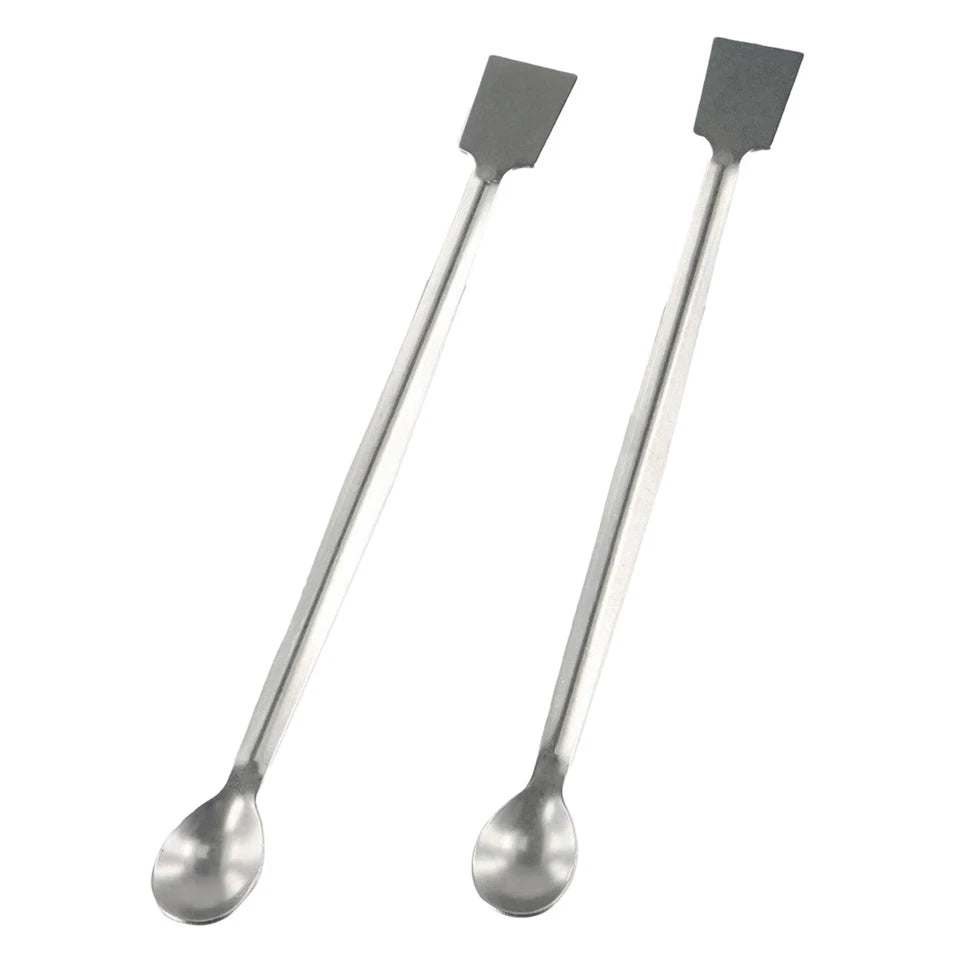 Stainless Steel Reagent Sampling Spoon 2Pcs 20cm Length Double End Lab Tool