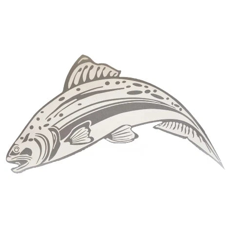 Bayliner Boat Classic Fish Decal - 8 X 4 3/8 Inch Silver White