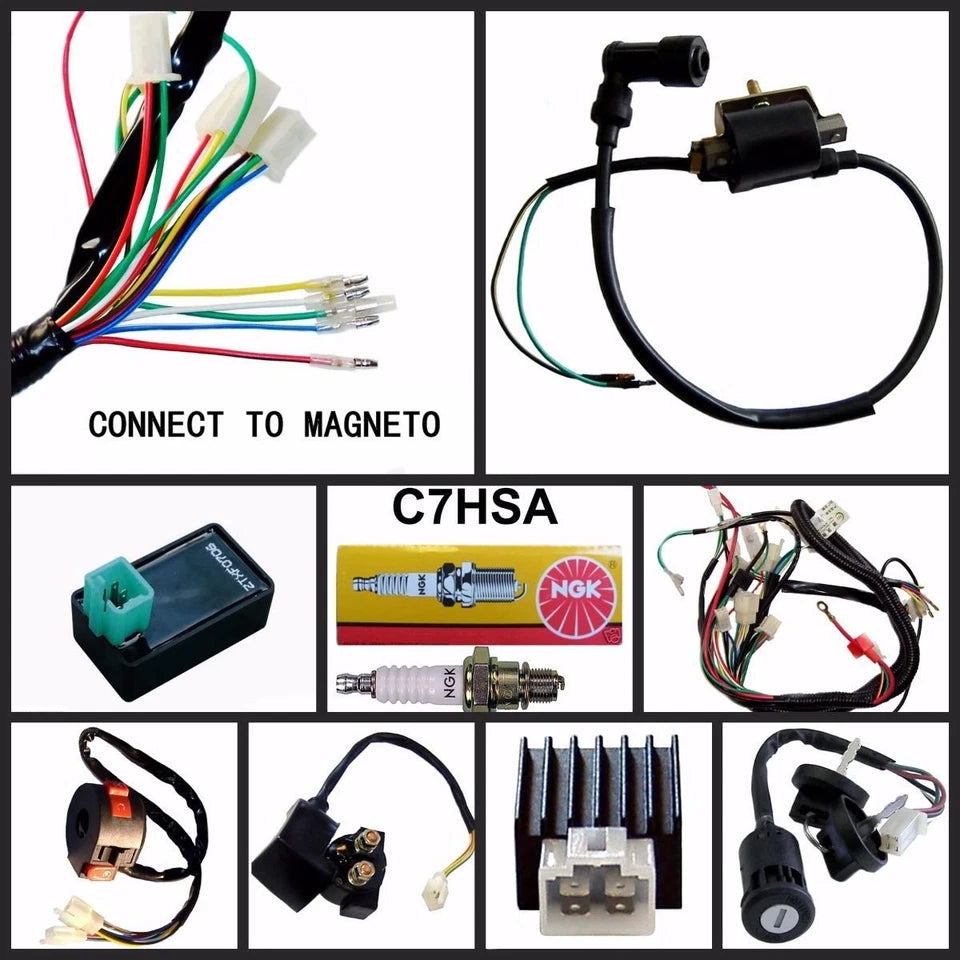 FULL WIRING HARNESS CDI COIL KILL KEY SWITCH 50/110/125 CC ATV QUAD BIKE BUGGY