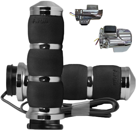 AVON Air Cushion Heated Black Twist Grip for Harley V-Twin 2017-2023