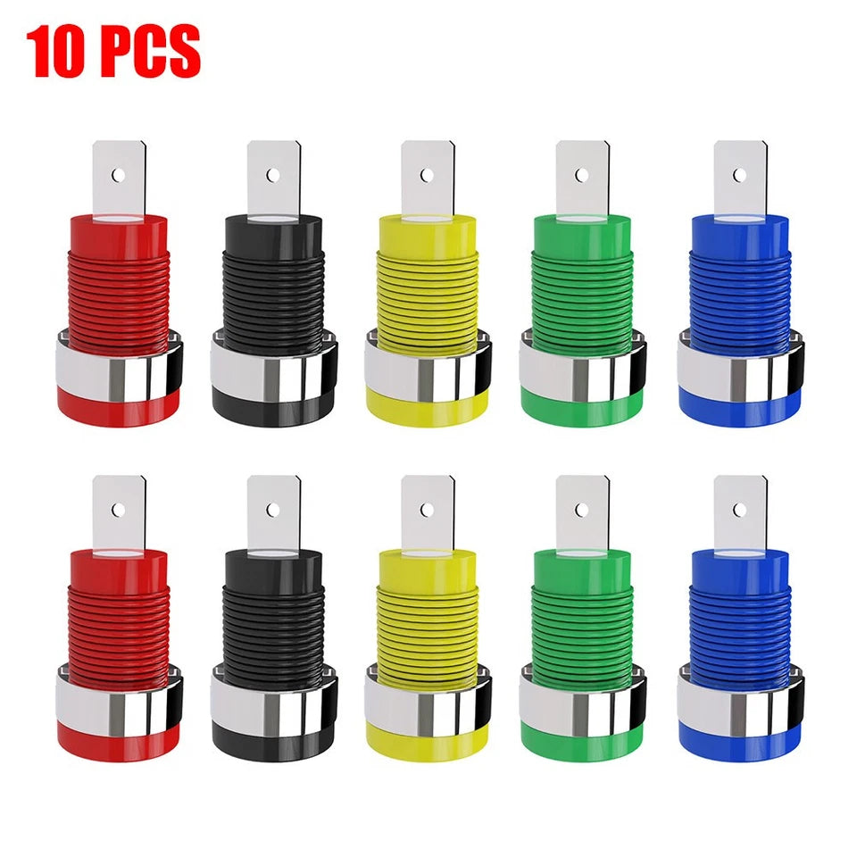 10 Pcs Secure 4mm Safety Banana Socket Panel Mount Test Probe Binding Connector