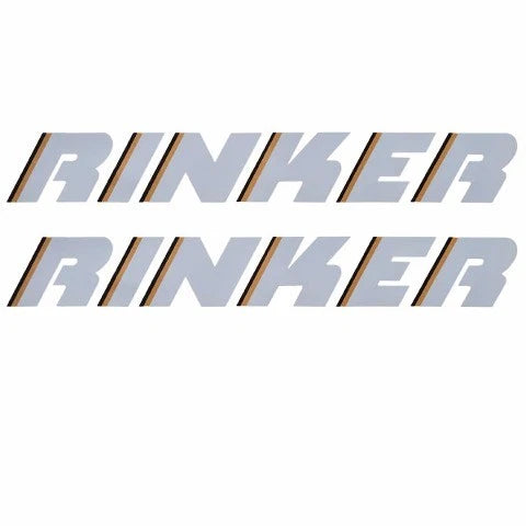 Rinker Boat Brand Decals - Gray Black Gold 25 1/2 X 3 1/2 Inch (pair)