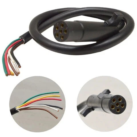 Wesbar Marine Boat 6 Way Round 6 Pin Trailer Light Adapter Plug and Wiring