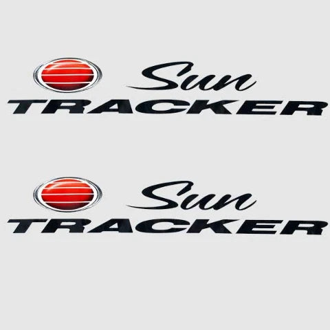Sun Tracker Pontoon Boat Logo Decals 125678 - Black/Red Sticker (pair)