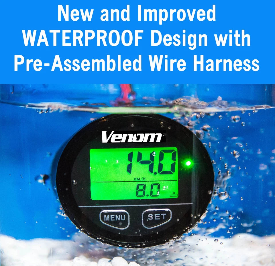 Venom 12-24 Volt GPS Speedometer Meter Gauge Boat Marine Motorcycle Snowmobile