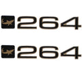 Mako Boat Raised Emblem Decal Stickers - Shark 264 Gold (pair)