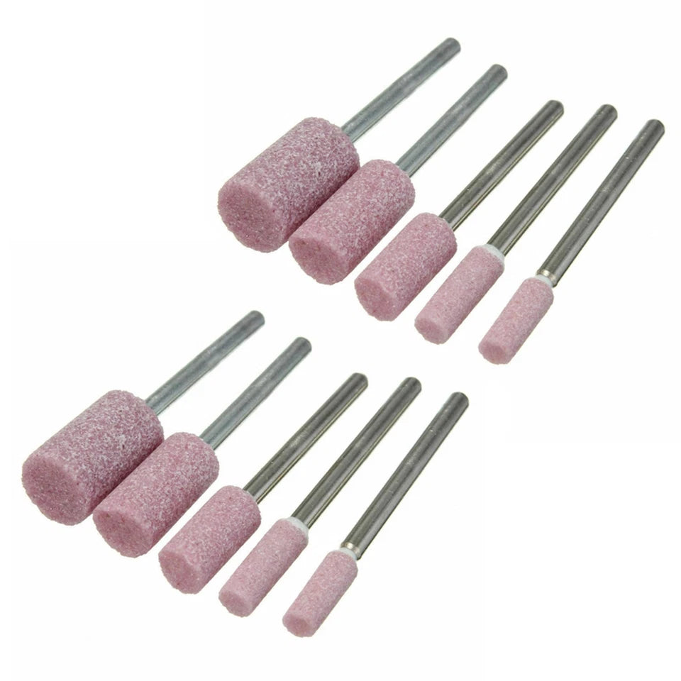 10Pcs 1/8in Shank Abrasive Mounted Stone Rotary Tool Grinding Polishing-Whee L