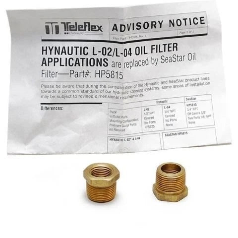 Teleflex SeaStar Boat Brass Fitting Adapters HF5525 - Hynautic 1 Inch