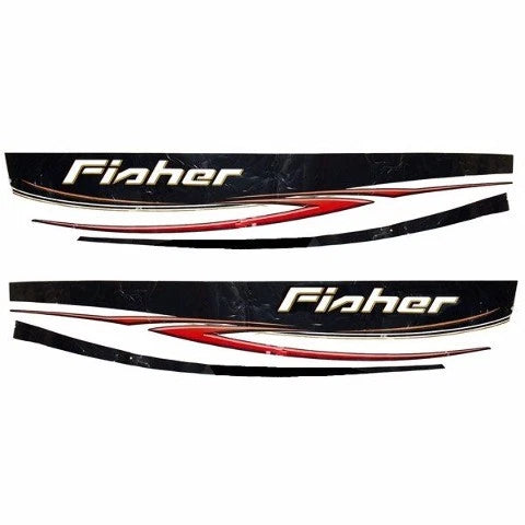 Fisher Boat Graphic Decals H170SC - 116 1/2 X 21 Inch Black Red (2PC)