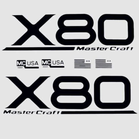 MasterCraft Boat Foam Filled Decals 7506086K - X-80 Black (kit)