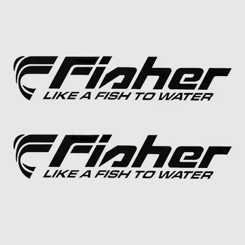 Fisher Boat Logo Decals 31425 - Black Vinyl Stickers (pair)