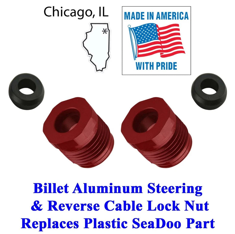 SeaDoo Alloy Steering & Reverse Cable Lock Nut W Seals GTX RXP RXT GTI GTS XP