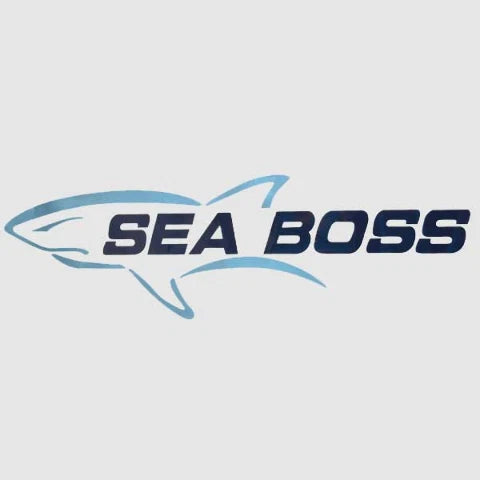 Sea Boss Boat Shark Logo Decal - Blue Graphic Sticker