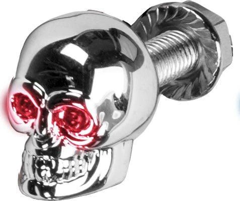 HARDDRIVE Lighted Skull License Plate Screw Red for V-Twin Motorcycles