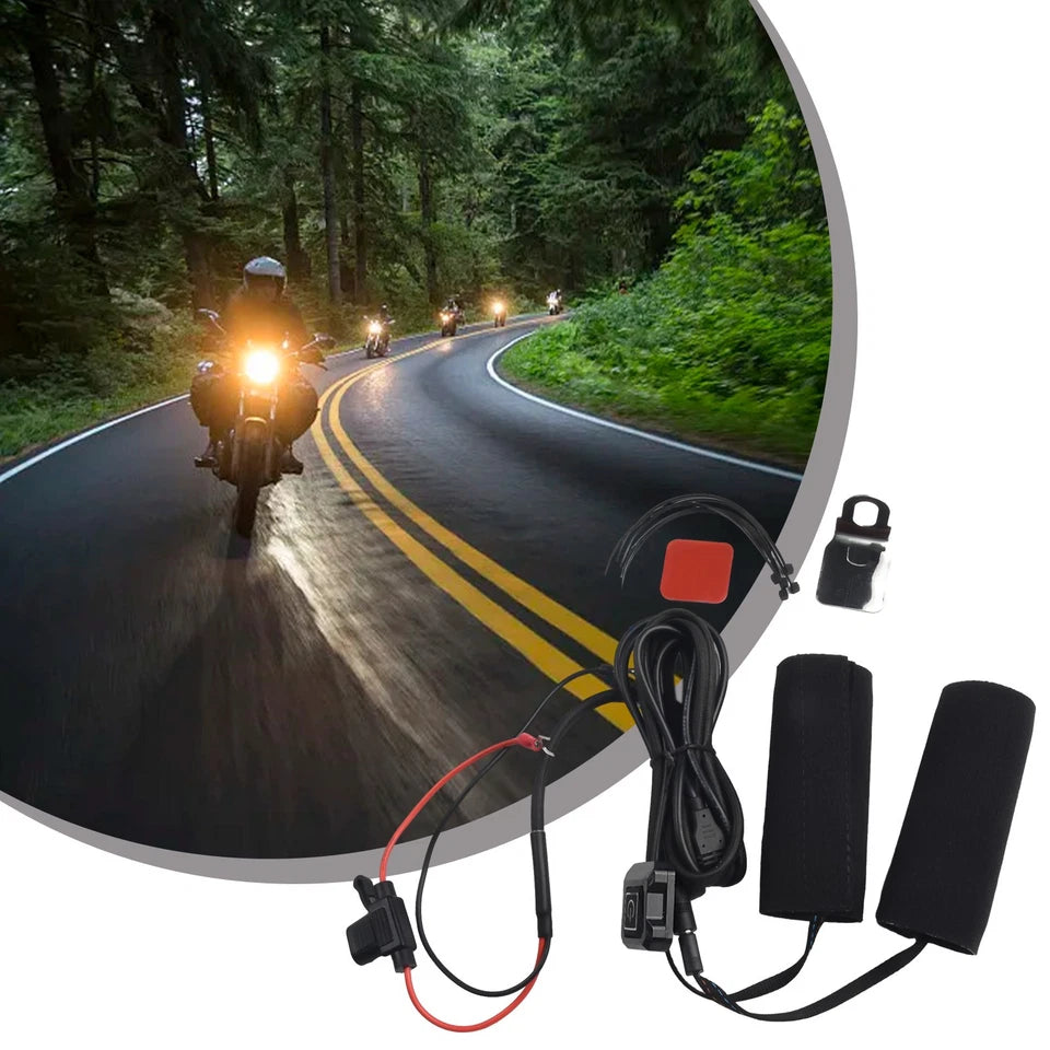 12V 3-Gear Motorcycle Heated Hand Grips Waterproof Handlebar Heater Warmer-Kit#