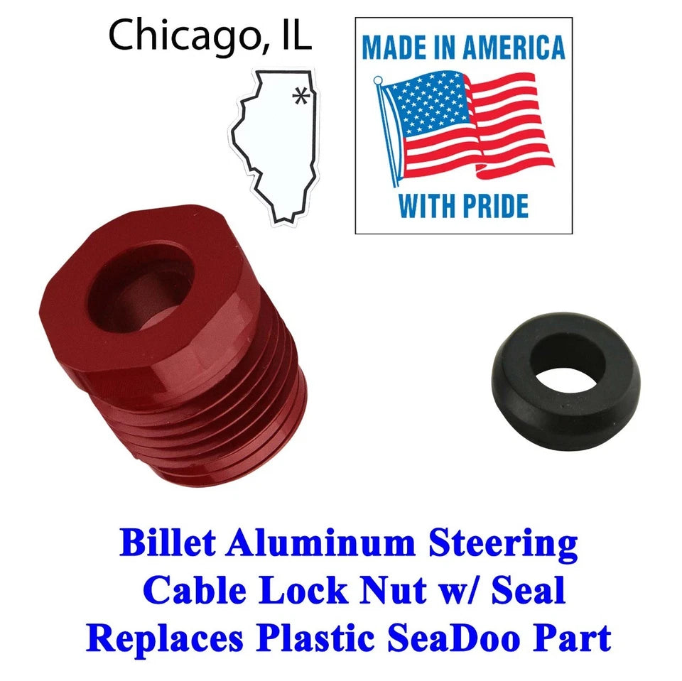 SeaDoo Billet Steering Cable Lock Nut with Seal GTX RXP RXT GTI GTS XP 277001729