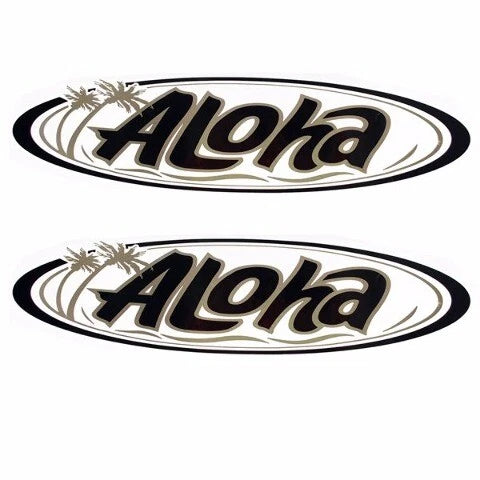 Waco Boat Aloha Decals 0827-05 - 22 X 5 1/2 Black Silver (pair)