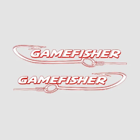 Sears Gamefisher Boat Decals - Red 22 1/2 Inch (set)