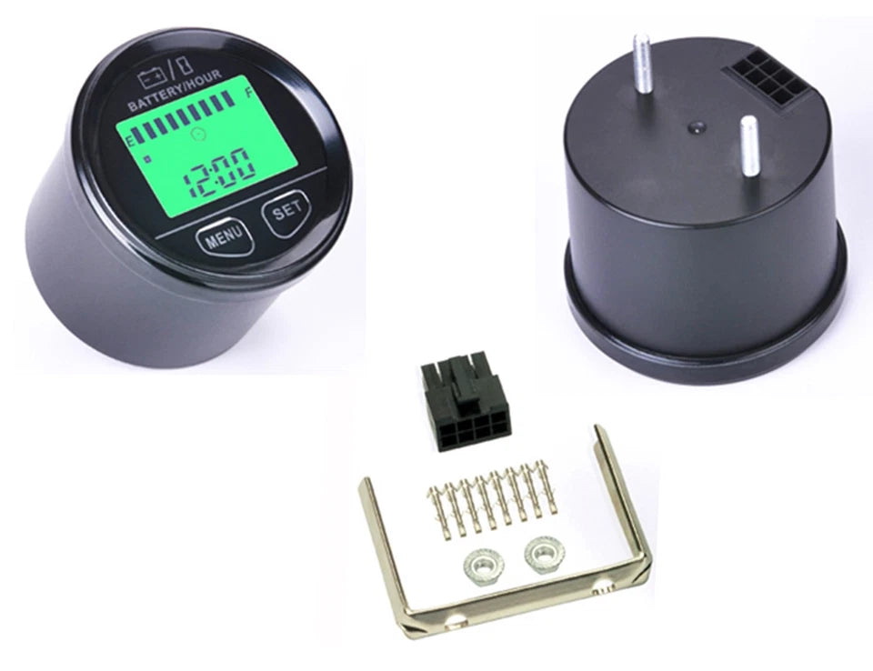 Deluxe LCD Battery Level Hour Meter Gauge 12v-48v Golf Cart Fork Lift Boat