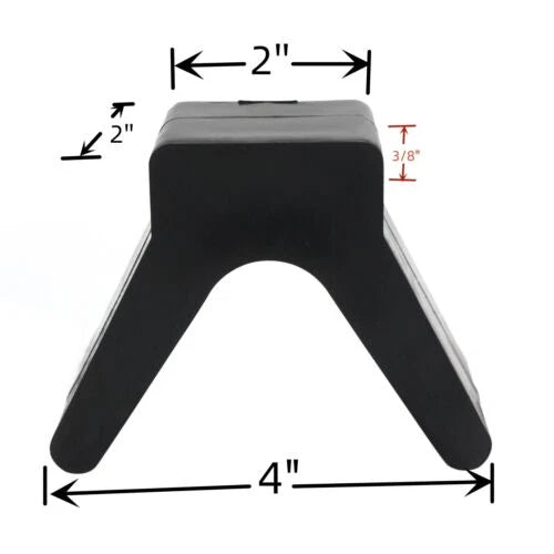 V' Bow Stop Roller Boat Trailer Rubber Bow Stop V-Block 2-Inch by 2-Inch 3/8