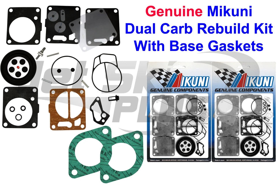 SeaDoo Genuine Mikuni Dual Carburetor Rebuild Kit & Carb Base Gasket GTX 787 800