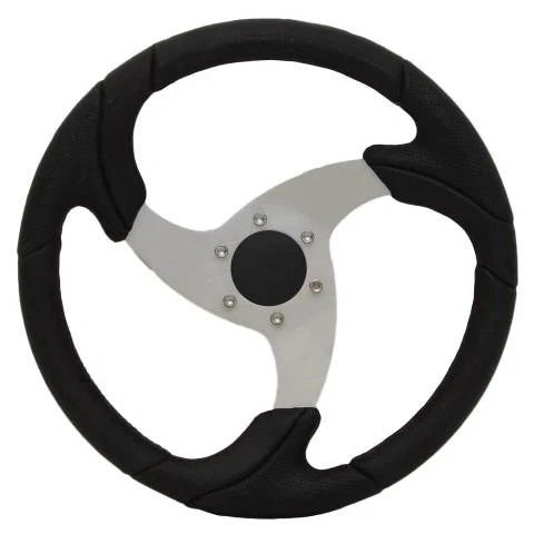 Custom Boat Steering Wheel - 14 1/4 Inch Black Silver
