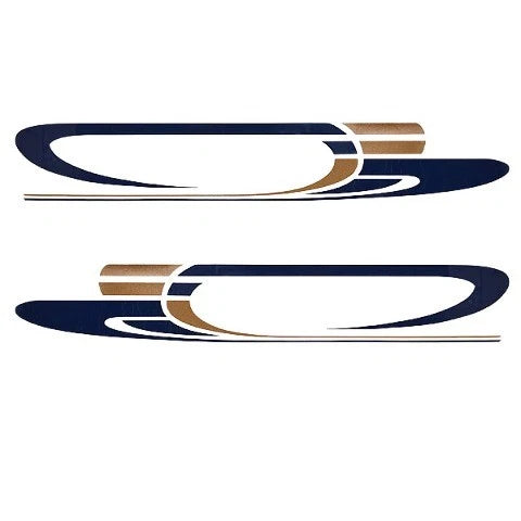 Rinker Boat Graphic Decals 218465 - Blue Gold Stickers (set of 2)
