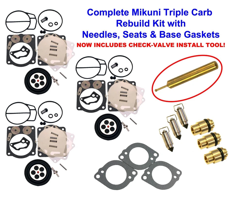 Yamaha Triple Mikuni Carb Rebuild Kit Needle Seat Gasket XL XLT LTD GP 1200 Tool