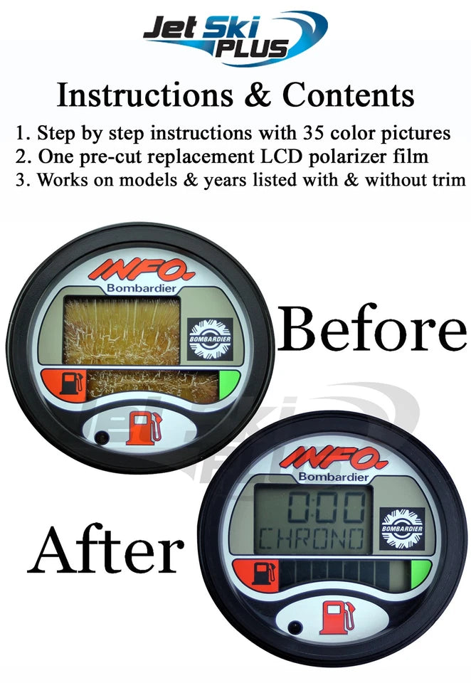 SeaDoo LCD Repair Kit a Info Gauge Center Display Fits 2-Seater Models Listed