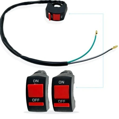 7/8" MOTORCYCLE HANDLEBAR KILL ON-OFF LATCHING SWITCH 12V SCOOTER ATV DIRT BIKE