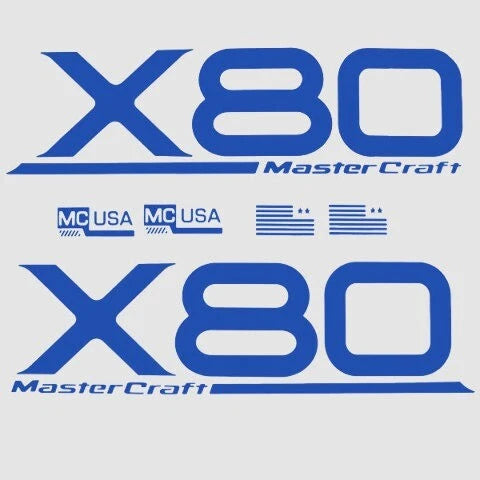 MasterCraft Boat Foam Filled Decals 7506092K - X-80 Blue (set of 6)