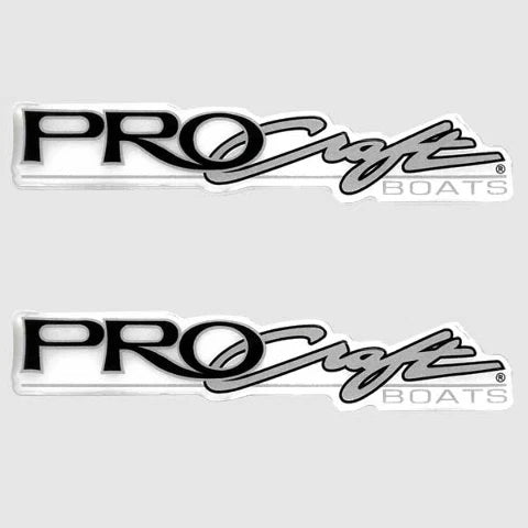 ProCraft Boat Raised Decals 121989 - Black Silver Logo Stickers (pair)